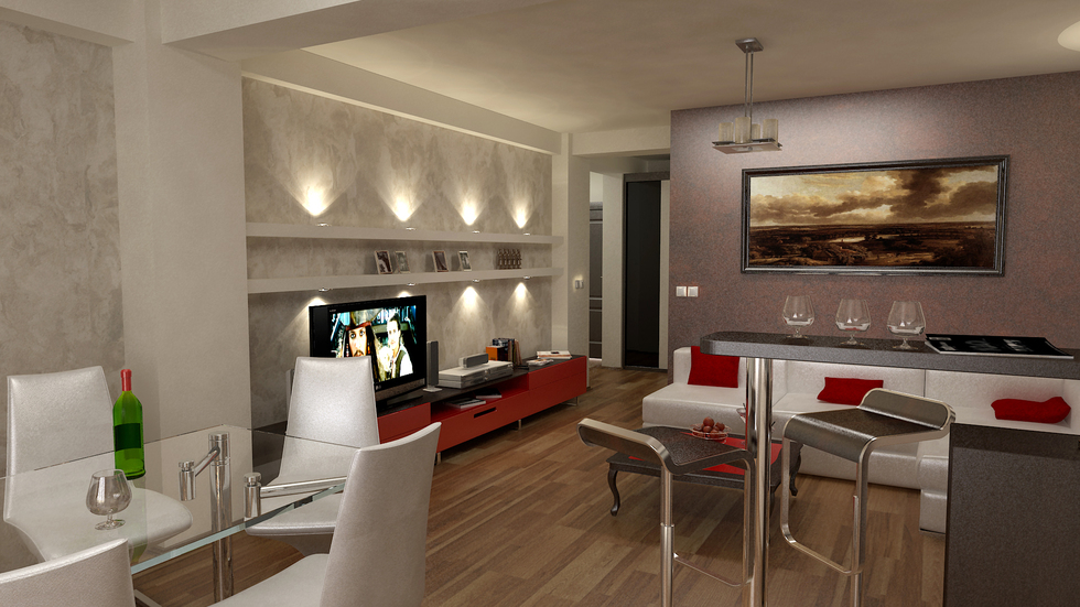 Bilder 3d interieur wohnzimmer rot weià 3