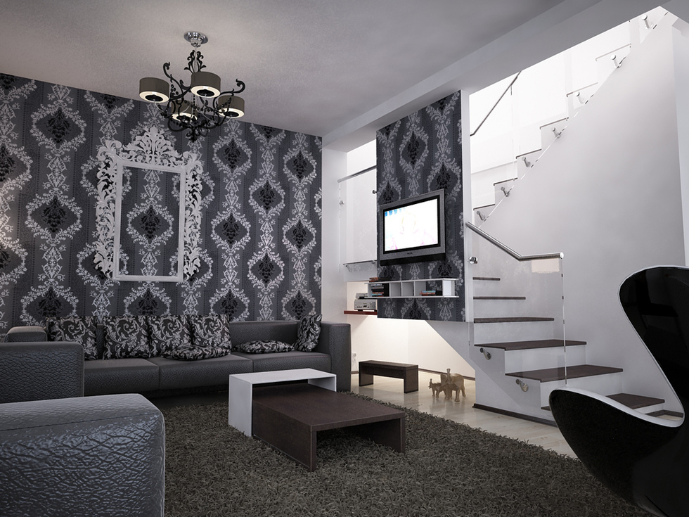 Bilder 3d interieur wohnzimmer schwarz weià 'valea lupului' 5