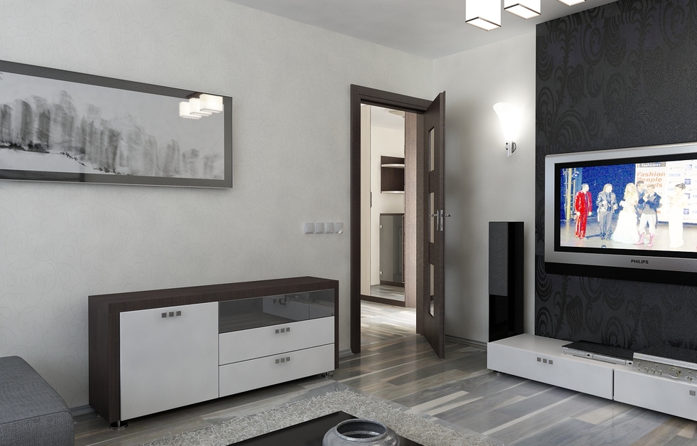 Bilder 3d interieur wohnzimmer rot grau 9