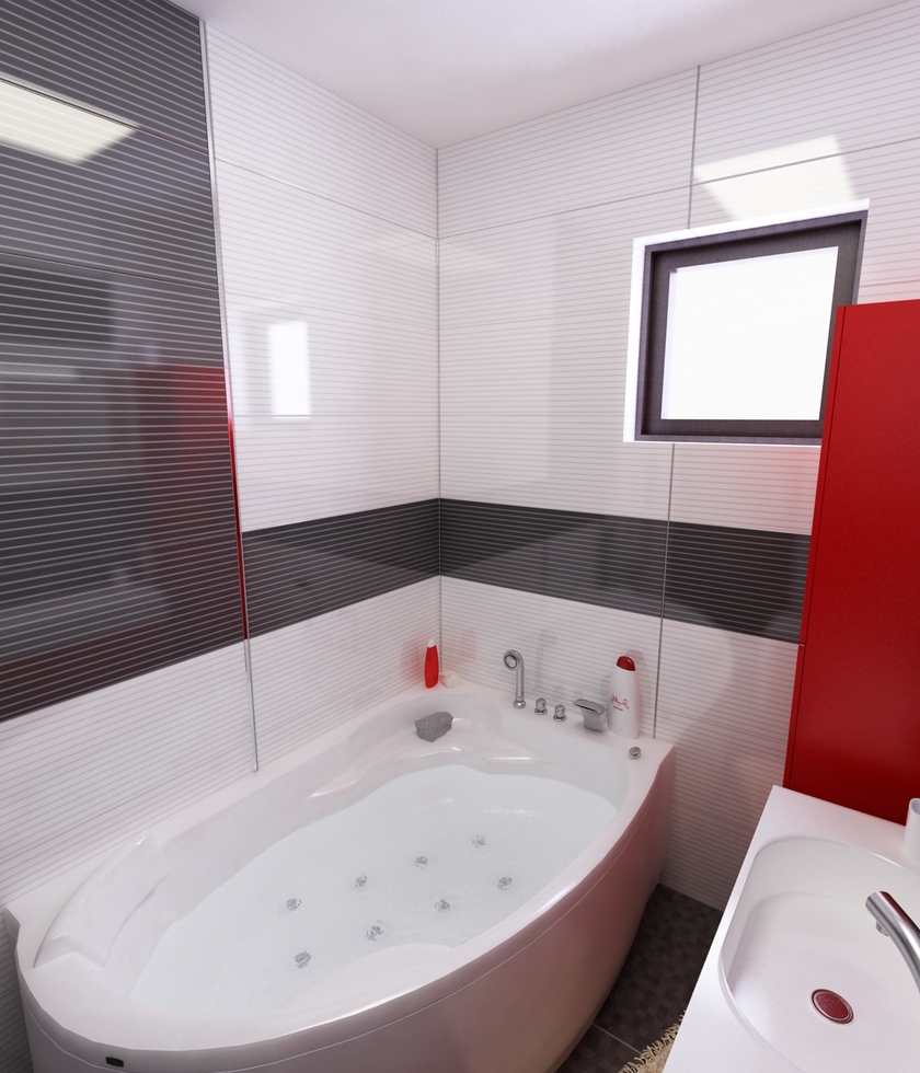 Bilder 3d Interieur Badezimmer Rot Schwarz Baie Glass 7